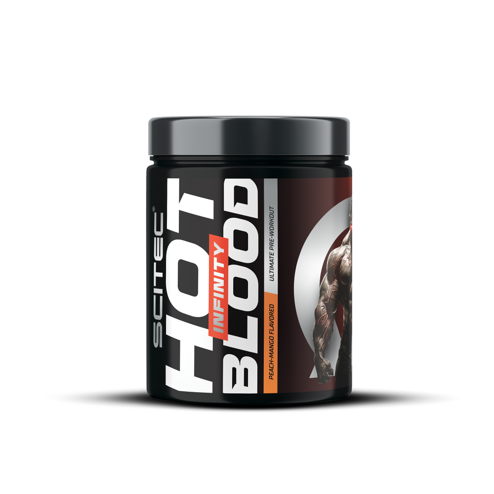 Pre workout cu cofeina Hot Blood Infinity, Peach-Mango, 350 g, Scitec Nutrition