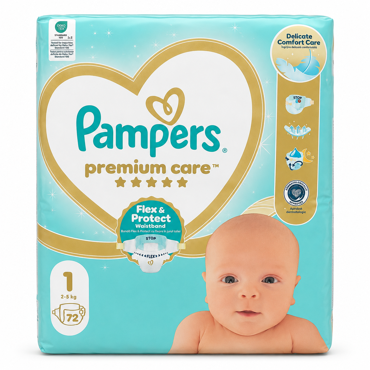 Pampers Premium care, Nr.1, 2-5 kg, 72 buc, Pampers