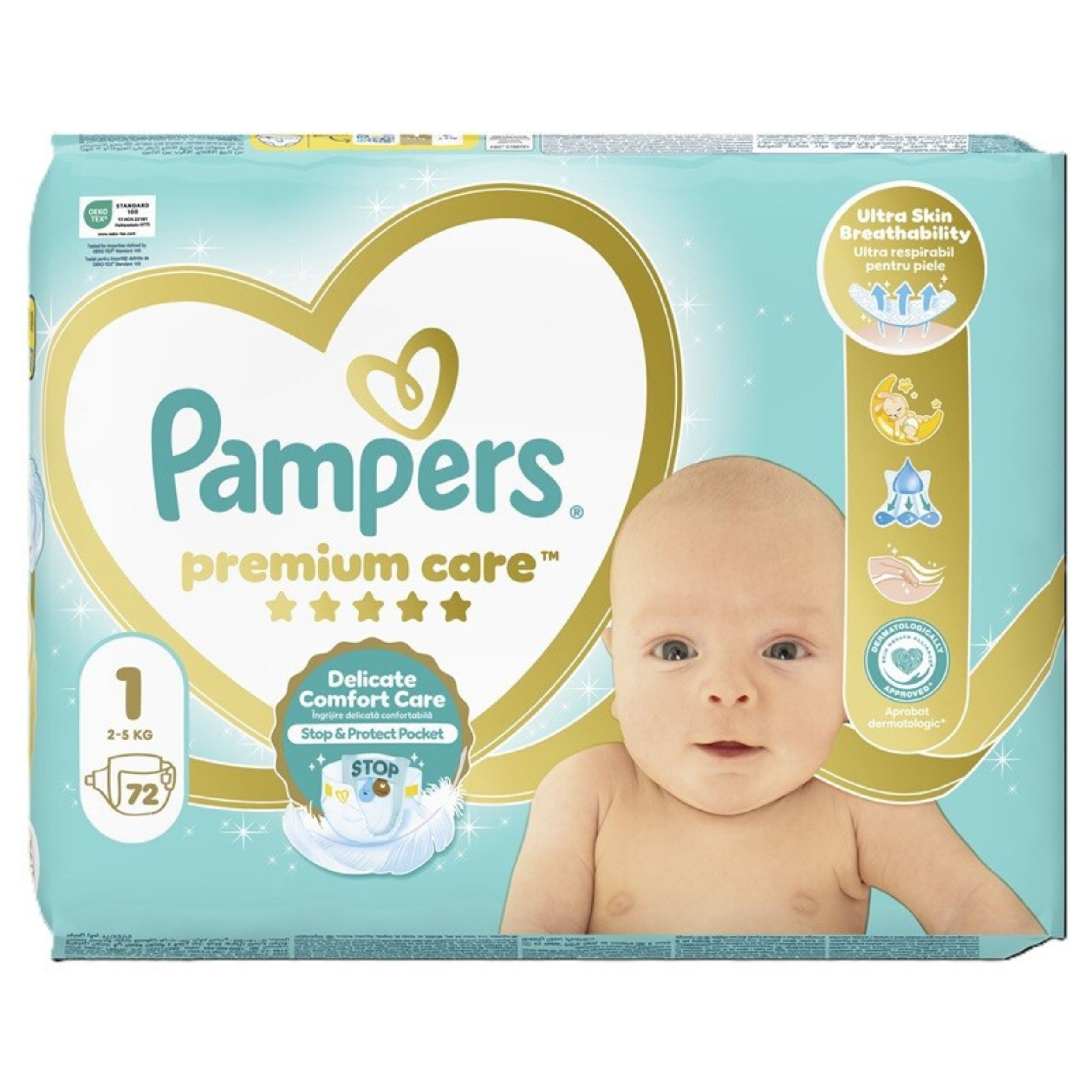 Pampers Premium care, Nr.1, 2-5 kg, 72 buc, Pampers