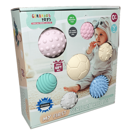 Set 7 mingi senzoriale bebe, 0 luni+, Gerardo’s Toys