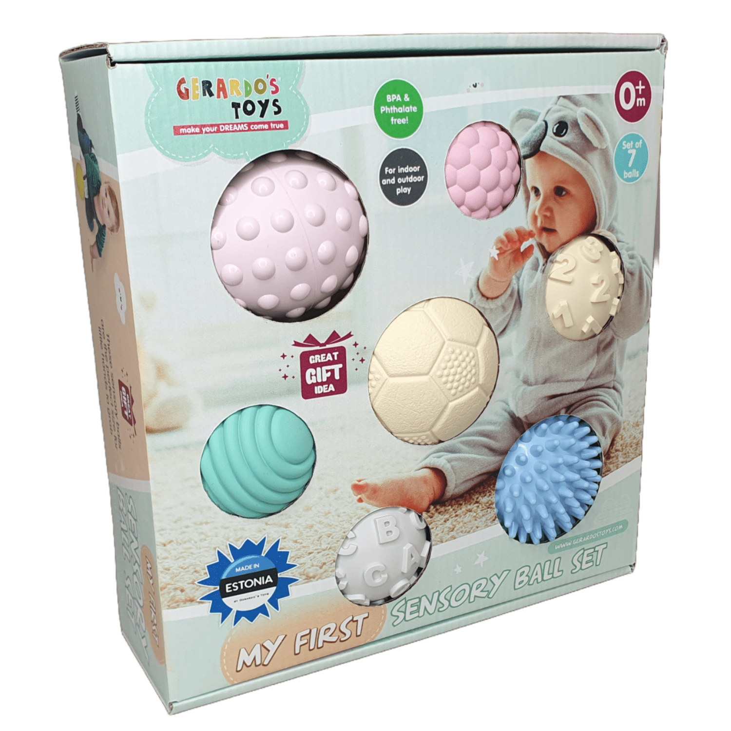 Set 7 mingi senzoriale bebe, 0 luni+, Gerardo’s Toys