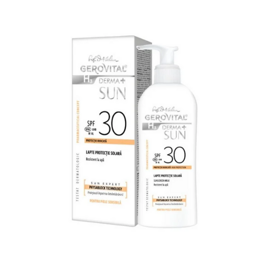 Lapte protectie solara SPF 30 GH3 Derma+ Sun, 150ml, Gerovital