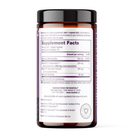 Resveratrol + NAD & Miricell, 1000 mg, 30 capsule, ResVitale 759843