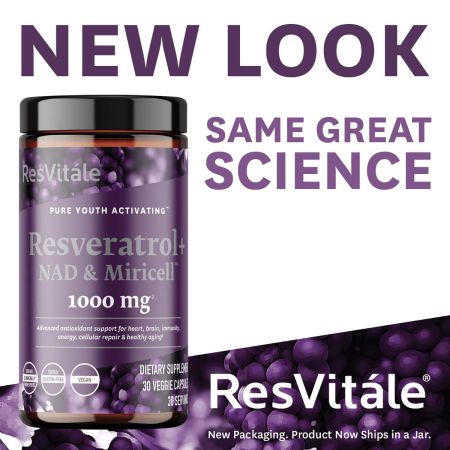 Resveratrol + NAD & Miricell, 1000 mg, 30 capsule, ResVitale 759845
