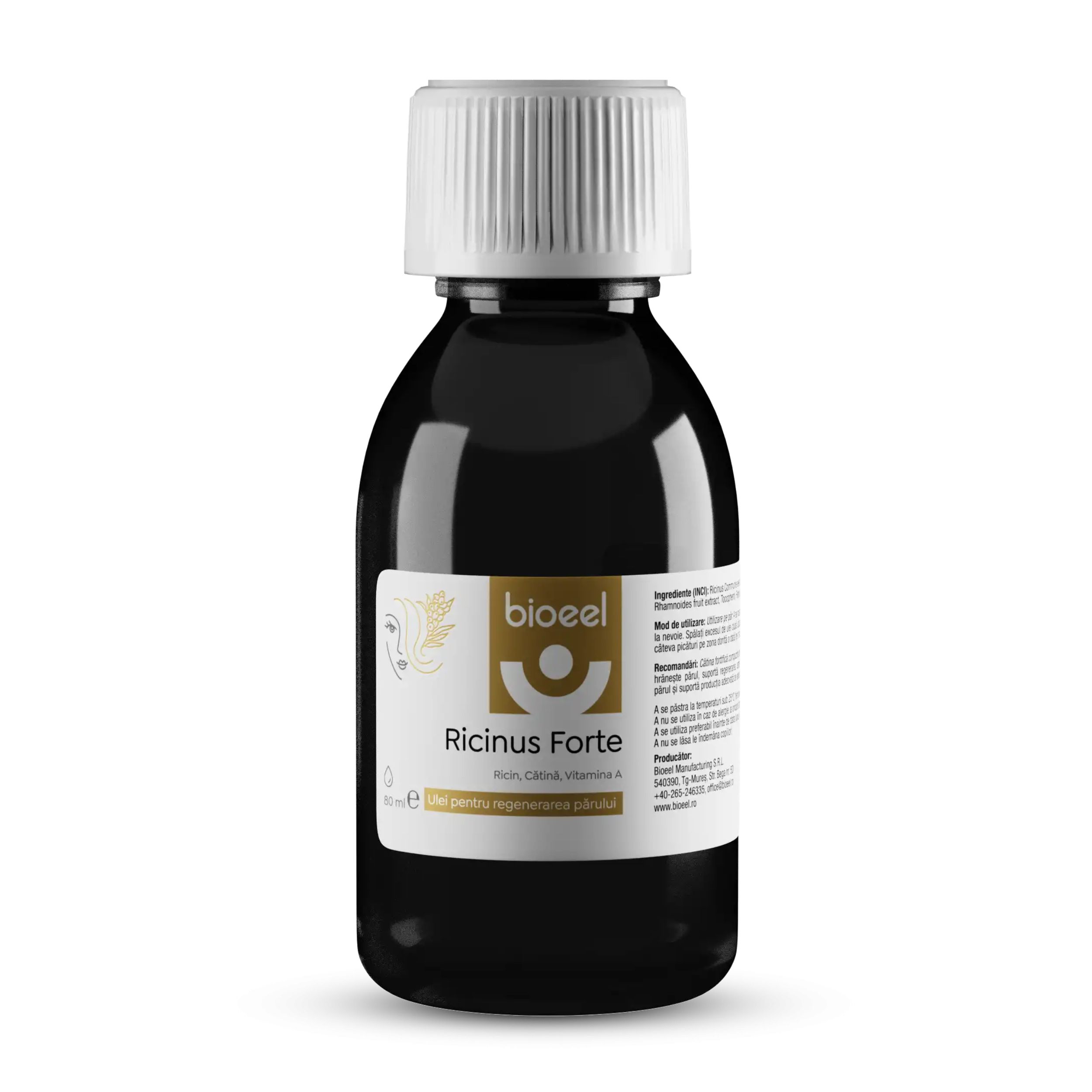 Ulei de ricin, catina cu Vitamina A Ricinus Forte, 80 ml, Bioeel