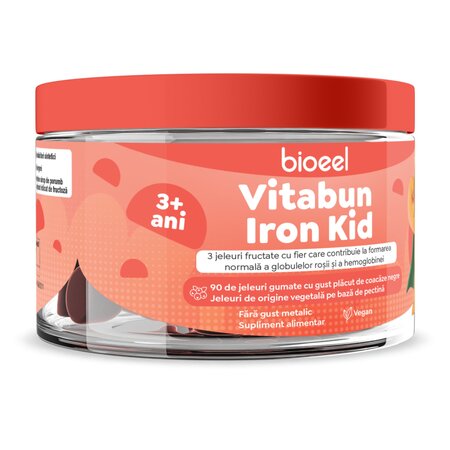 Jeleuri fructate cu Fier Iron KId  Vitabun, 90 jeleuri, Bioeel 759969