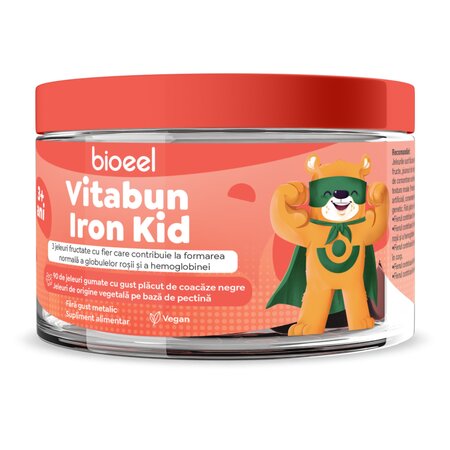 Jeleuri fructate cu Fier Iron KId  Vitabun, 90 jeleuri, Bioeel 759970
