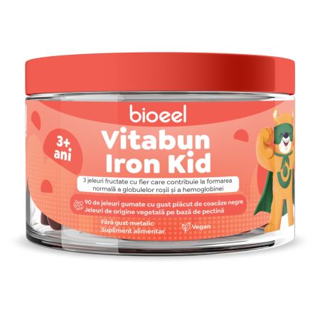 Jeleuri fructate cu Fier Iron KId  Vitabun, 90 jeleuri, Bioeel