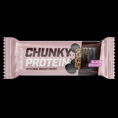 Baton proteic Chunky Protein, Black Biscuit, 50 g, BioTechUSA