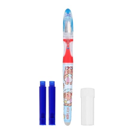 Stilou cu 2 rezerve si dispozitiv de curatare, Roz, Capybara, Strigo 760405