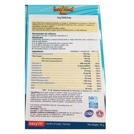 Easy Fishoil Grow, 30 comprimate masticabile, Easyfish 760393