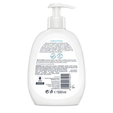 Sapun lichid crema Cotton Fresh, Bumbac si Provitamina B5, 500 ml, Elmiplant 760468