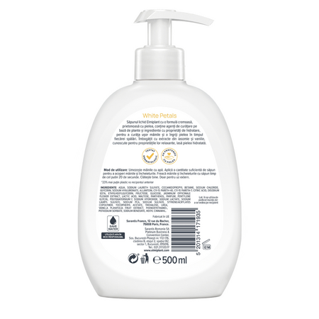 Sapun lichid crema White Petals, Iasomie si Vanilie, 500 ml, Elmiplant 760486