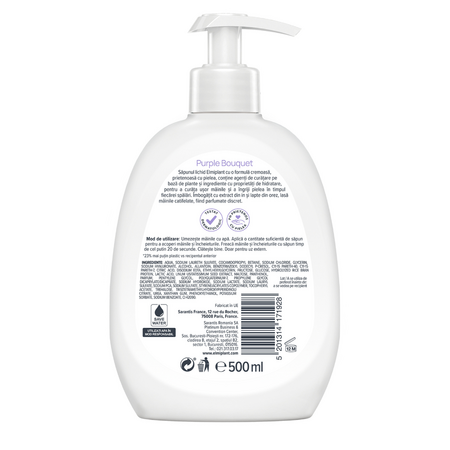 Sapun lichid crema Purple Bouquet, Seminte de in si Lapte de ovaz, 500 ml, Elmiplant 760489