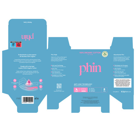 Absorbante de noapte din bumbac , 8 bucati, Phin 823566