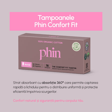 Tampoane din Bumbac Organic, 16 bucati, Phin 761057