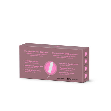 Tampoane din Bumbac Organic, 16 bucati, Phin 761058