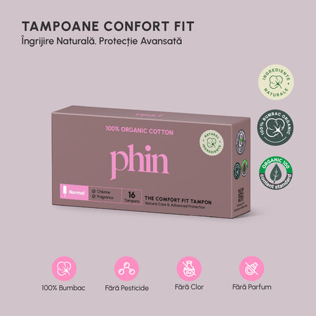 Tampoane din Bumbac Organic, 16 bucati, Phin 761056