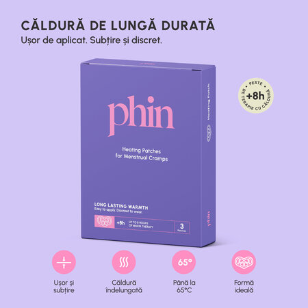 Plasturi termici pentru crampe menstruale, 3 bucati, Phin 761082