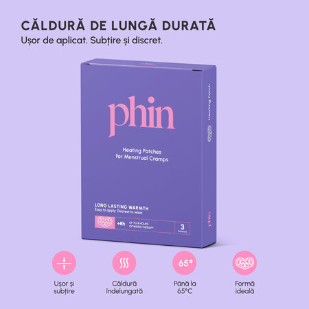 Plasturi termici pentru crampe menstruale, 3 bucati, Phin 823604