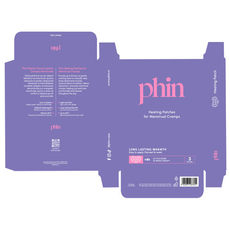 Plasturi termici pentru crampe menstruale, 3 bucati, Phin 823608