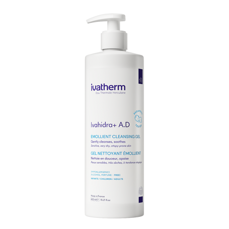 Gel de spalare emolient Ivahidra+ A.D, 450 ml, Ivatherm