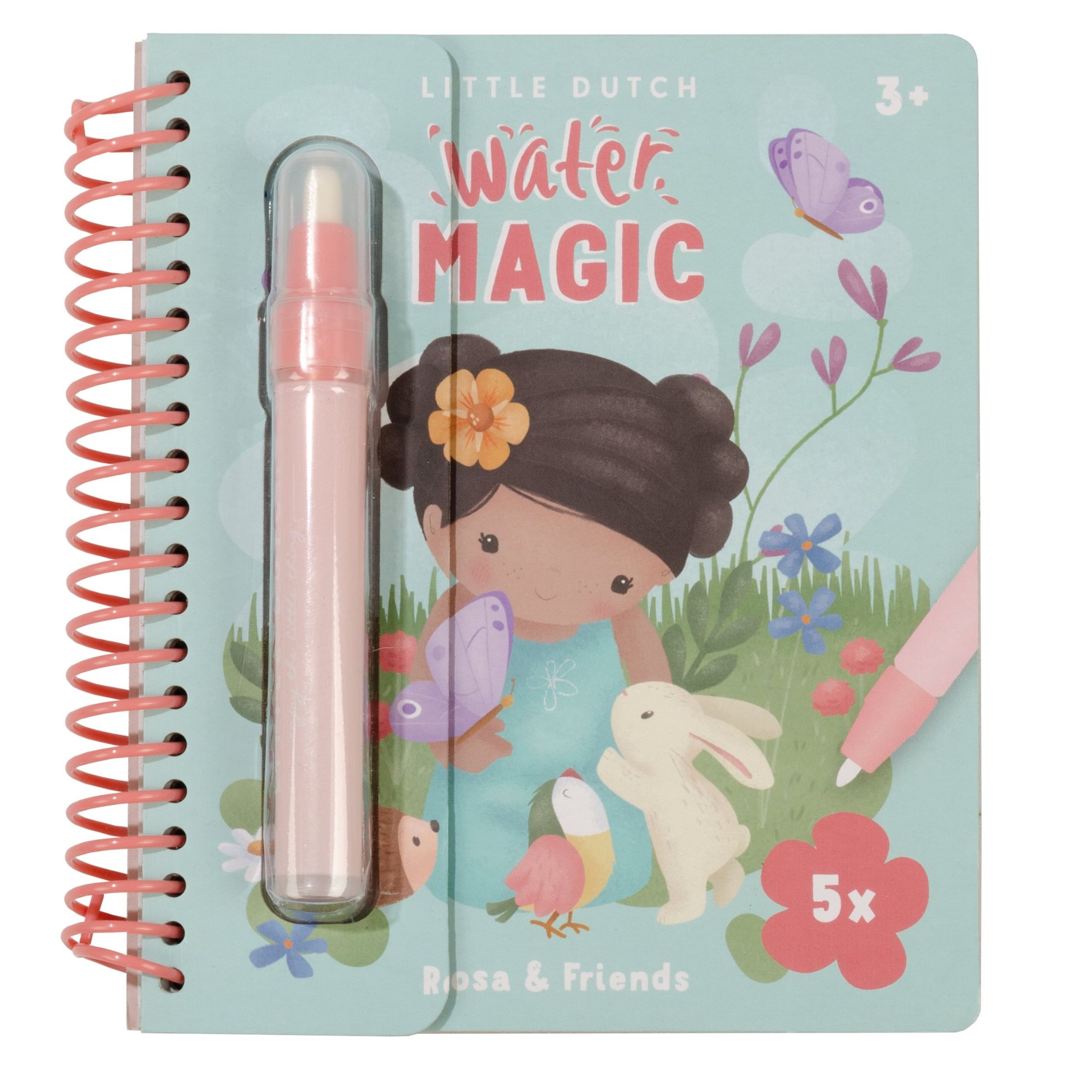 Carte magica de colorat cu apa Rosa, 3 ani+, Little Dutch