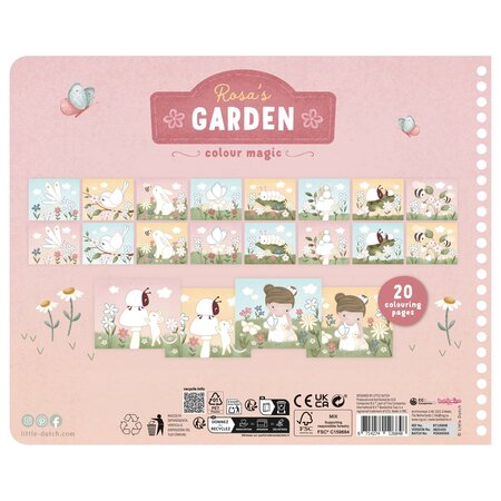 Carte cu masti pentru decupat, stickere si foarfeca incluse Rosa, 3 ani+, Little Dutch 761335