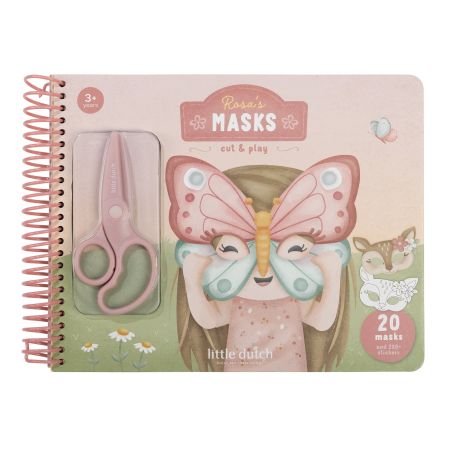 Carte cu masti pentru decupat, stickere si foarfeca incluse Rosa, 3 ani+, Little Dutch