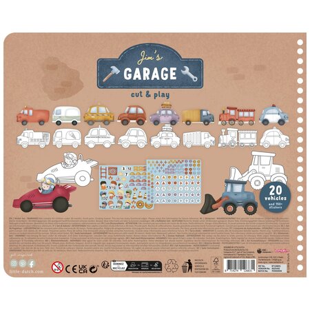 Carte cu activitati pentru decupat, stickere si foarfeca incluse Jim, 3 ani+, Little Dutch 761378