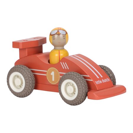 Set 2 Masinute de curse din lemn cu pilot, 18 luni+, Little Dutch 761448
