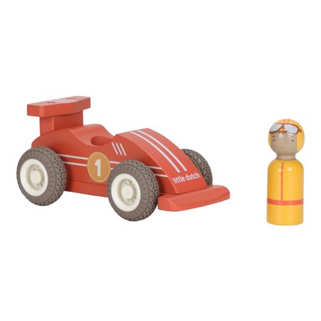 Set 2 Masinute de curse din lemn cu pilot, 18 luni+, Little Dutch 761447