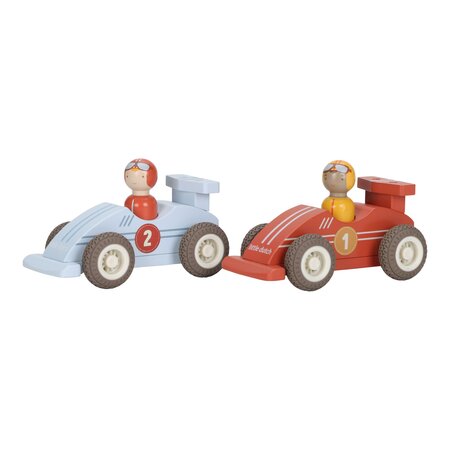 Set 2 Masinute de curse din lemn cu pilot, 18 luni+, Little Dutch 761442