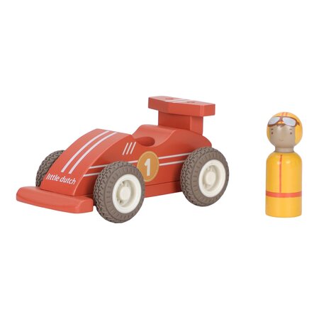 Set 2 Masinute de curse din lemn cu pilot, 18 luni+, Little Dutch 761449