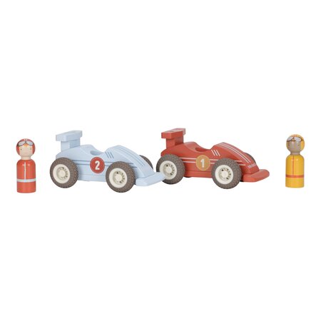Set 2 Masinute de curse din lemn cu pilot, 18 luni+, Little Dutch 761445