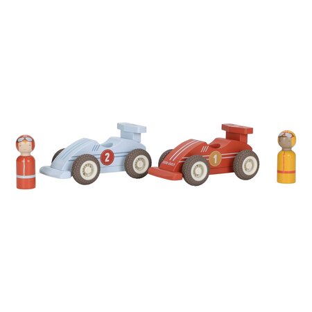 Set 2 Masinute de curse din lemn cu pilot, 18 luni+, Little Dutch 761444