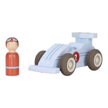 Set 2 Masinute de curse din lemn cu pilot, 18 luni+, Little Dutch 761443
