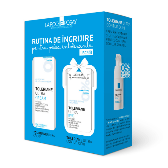 Pachet Toleriane Ultra Yeux calmant pentru piele uscata, 40ml + Crema intens calmanta pentru conturul ochilor, 20ml, La Roche Posay