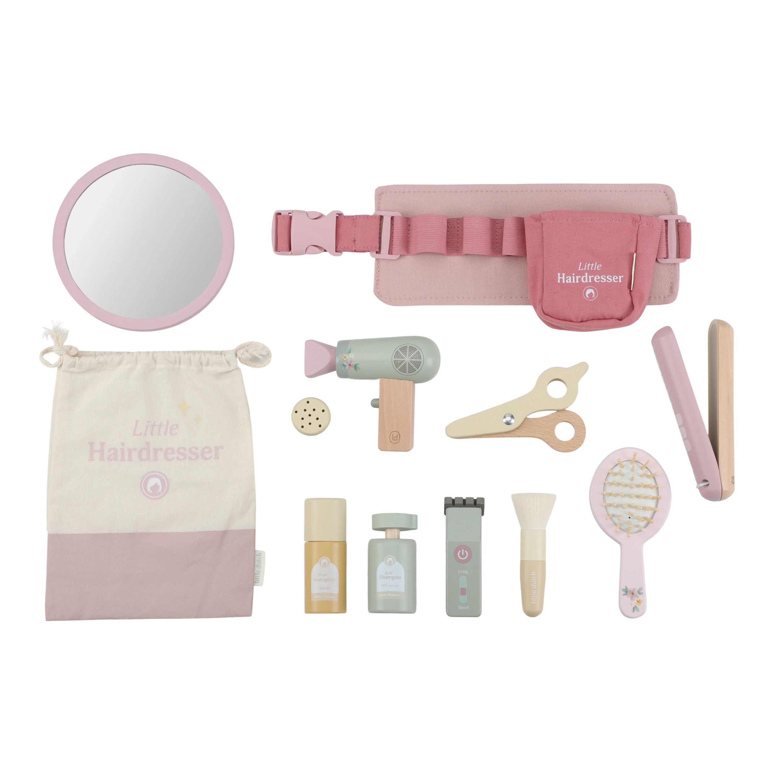 Set pentru coafor din lemn FSC, Pink, 3 ani+, Little Dutch