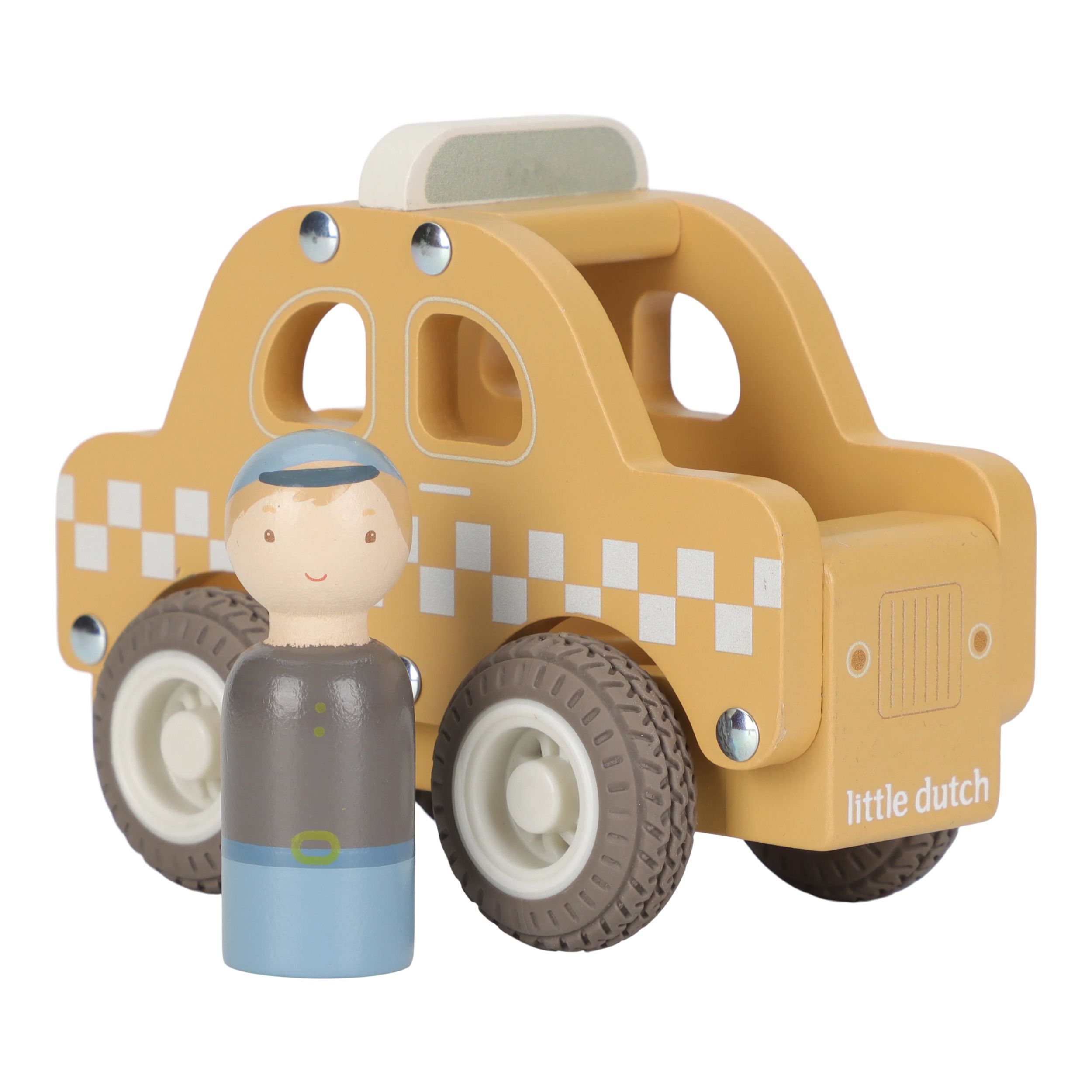 Masinuta din lemn FSC, Taxi, 18 luni+, Little Dutch