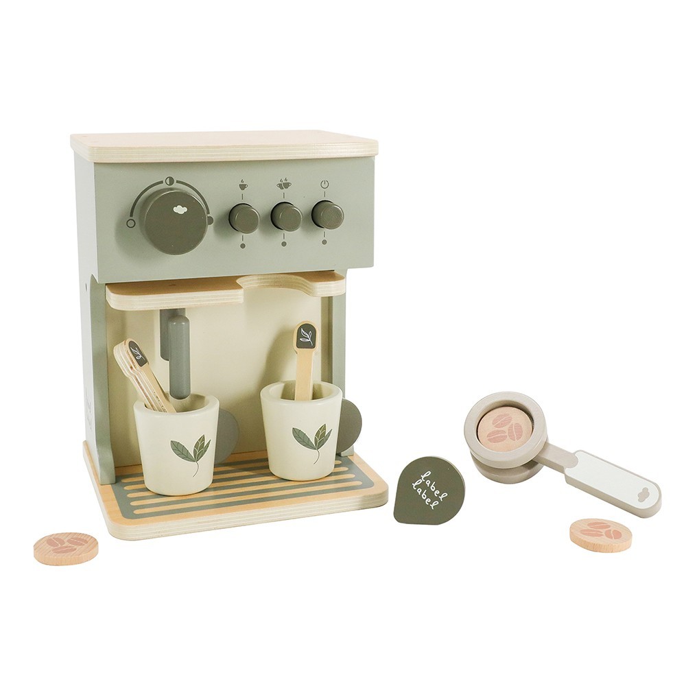 Jucarie din lemn, Espressor pentru copii, Olive Green, 36 luni+, Label Label