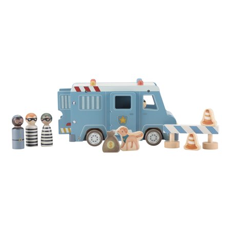 Masina de politie din lemn FSC cu accesorii, 2 ani+, Little Dutch 761914