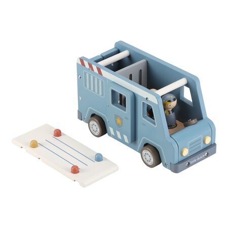 Masina de politie din lemn FSC cu accesorii, 2 ani+, Little Dutch 761917