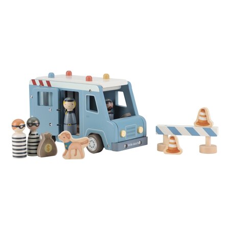 Masina de politie din lemn FSC cu accesorii, 2 ani+, Little Dutch 761913