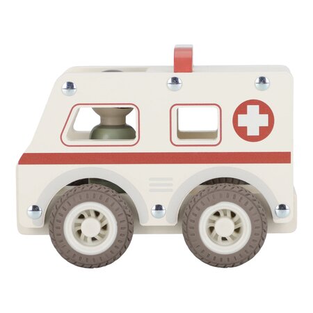 Masinuta din lemn FSC, Ambulanta, 18 luni+, Little Dutch 761936