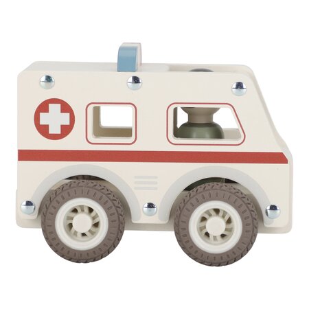 Masinuta din lemn FSC, Ambulanta, 18 luni+, Little Dutch 761935