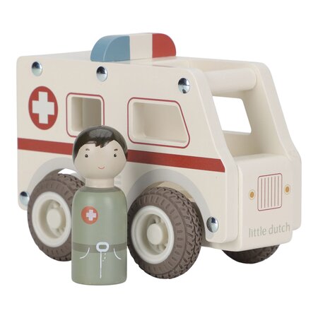 Masinuta din lemn FSC, Ambulanta, 18 luni+, Little Dutch 761931