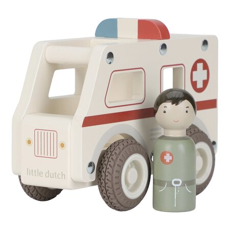Masinuta din lemn FSC, Ambulanta, 18 luni+, Little Dutch 761932