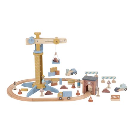 Macara din lemn cu accesorii si sine de tren, 3 ani+, Little Dutch 761985