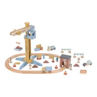 Macara din lemn cu accesorii si sine de tren, 3 ani+, Little Dutch